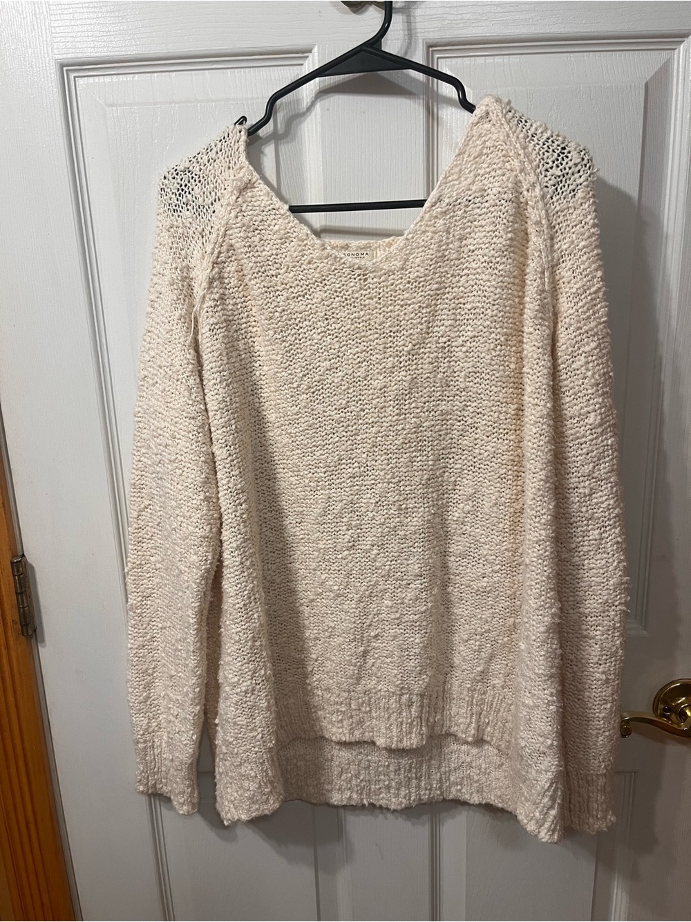 Sonoma Cream Scoop Neck Knit Sweater